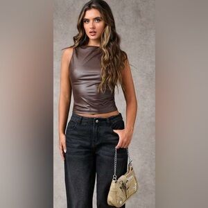 SHEIN‎ Mocha Sleeveless Crop Top size M